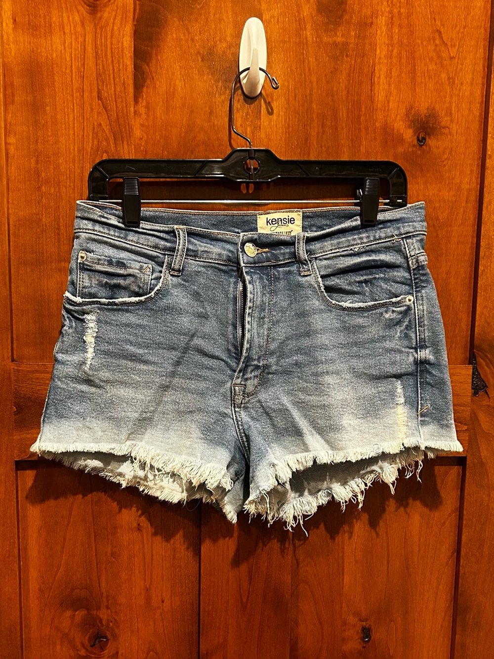 Kensie Light Blue Distressed Denim Cutoff Shorts